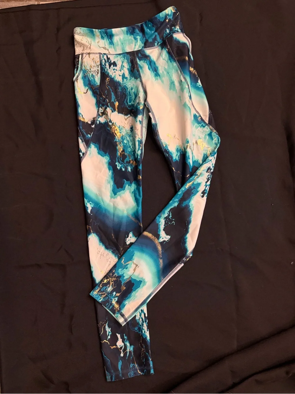 Old Navy Kids Marble-Print Active Leggings - Blue/Teal, Girls 10/12